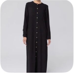 VEILED COLLECTION Linen blend Chic Long Sleeve Black Maxi Dress - XXS